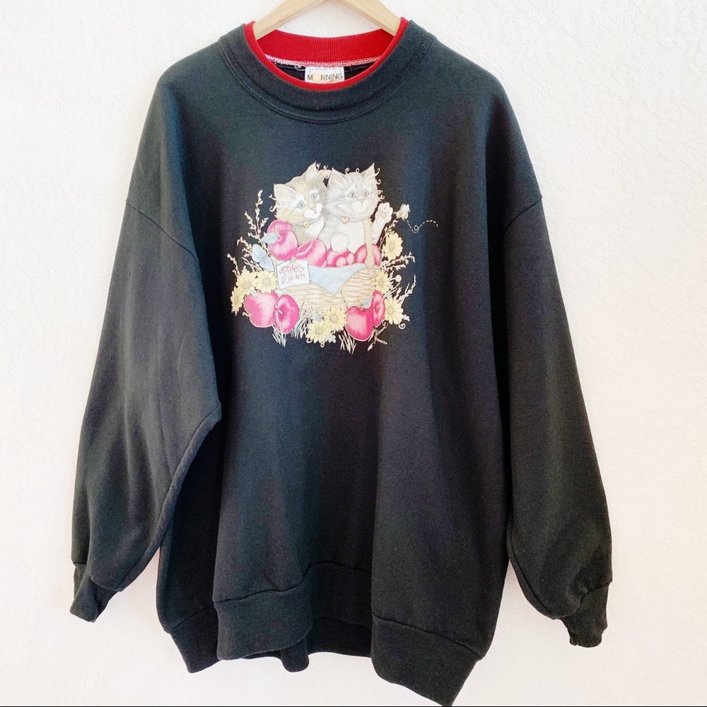 Vintage 80s 90s Morning Sun Sweater Black 3X.